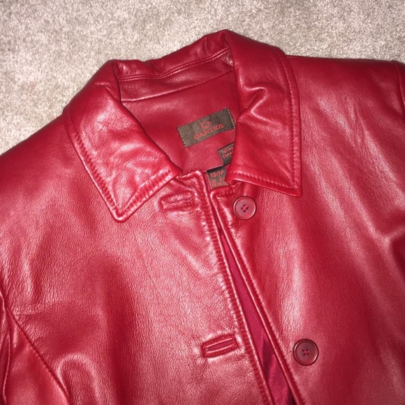 DANIER red Womens Leather Jacket (Long) - Picture 2 of 6
